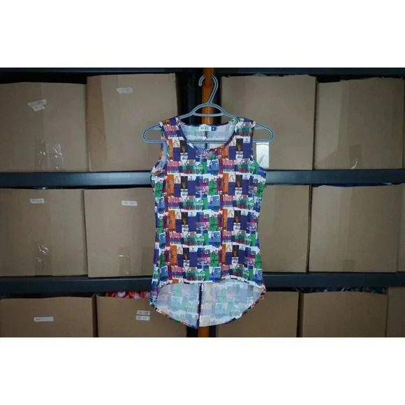 Vintage Women's Sleeveless Top Cropped Abstract 90s S #428 - Picture 1 of 7